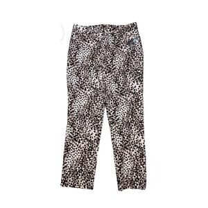 Lord & Taylor Brown Leopard Print Slim Dress Pants Sz 10